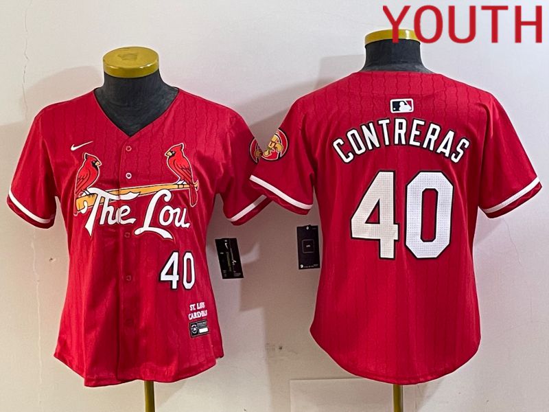 Youth St.Louis Cardinals #40 Contreras Red City Edition 2024 Nike MLB Jersey style 1->youth mlb jersey->Youth Jersey